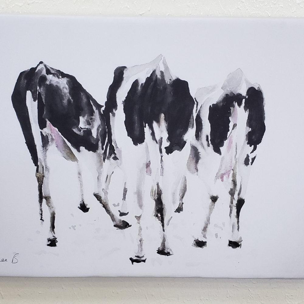 Black & White Cow Trio Canvas